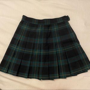 American Apparel green tartan plaid pleated tennis skirt